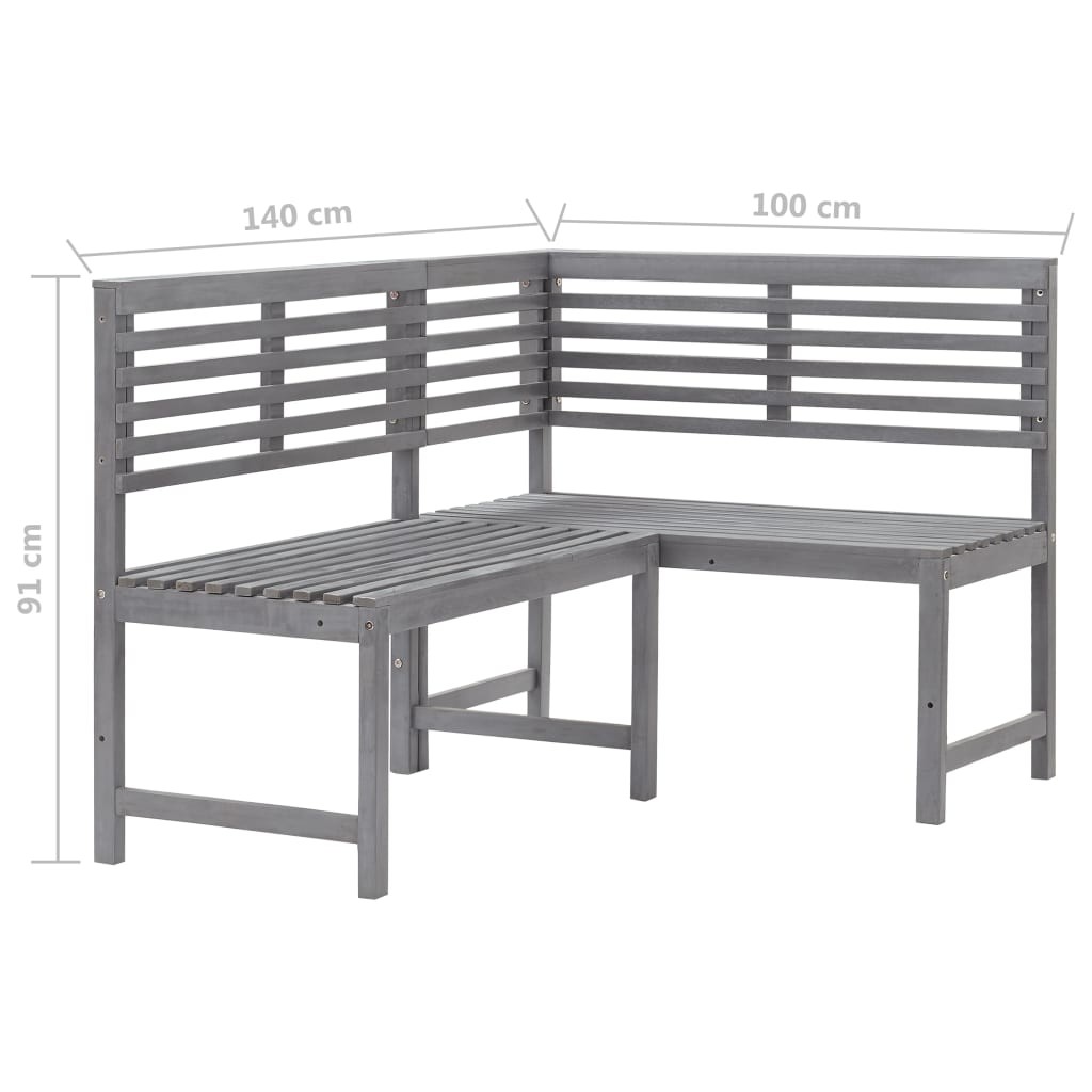 Garden Corner Bench Grey 140 cm Solid Acacia Wood